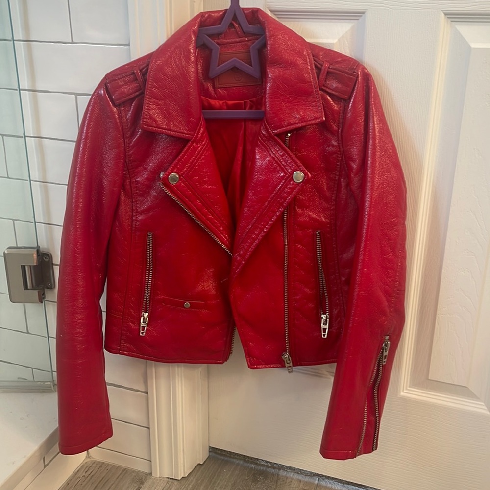 Red leather BlankNYC jacket
